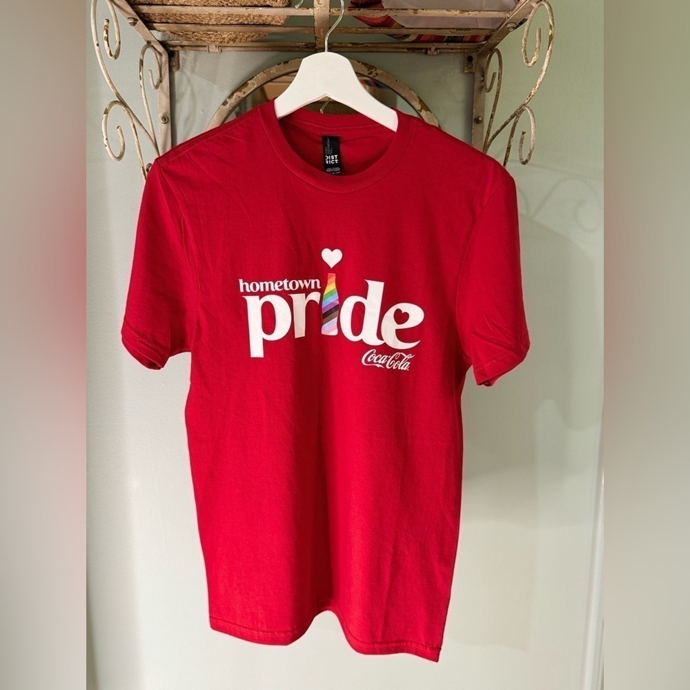 Coca Cola Hometown Pride Red Tshirt with Rainbow Cole Bottle 💯 Cotton XS